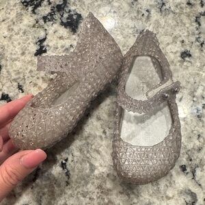 Mini Melissa Glitter Jelly Mary Jane Shoes - Taupe
